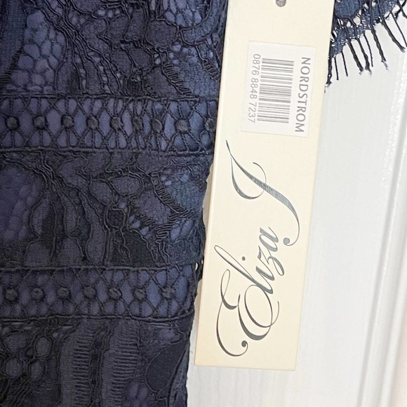 ELIZA J Sheath Elbow Sleeve Trim Detail Dress Navy Size 14 Fits like 12 NWT - Picture 8 of 12